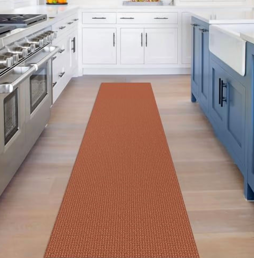 Runners for Hallways 2x8 ft Washable Kitchen Runner Non Slip Rubber Backed Hall Runners Cotton Entryway Runner Rugs Floor Carpet for Indoor Backdoor Bedroom Kitchen, Orange/Tan