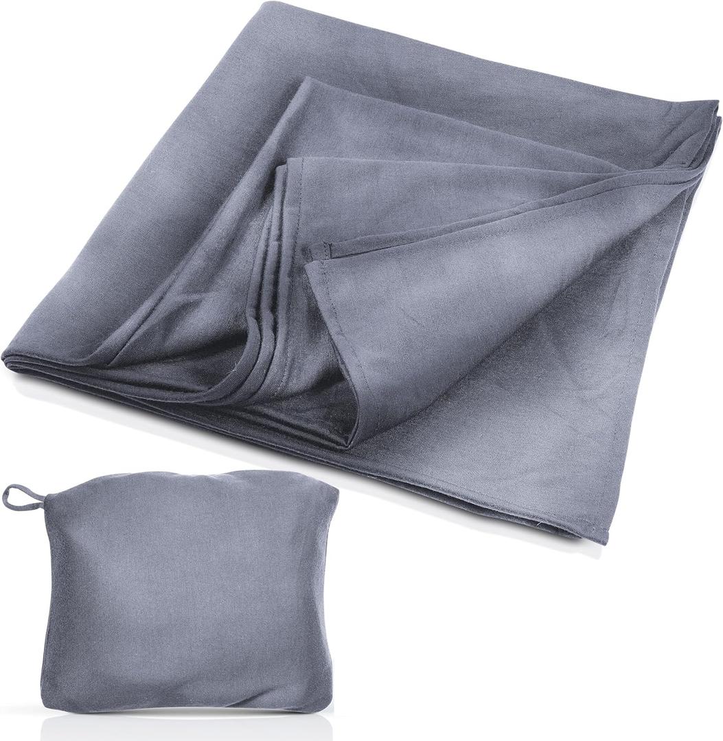 Cloudz Super Soft Jersey Airplane Travel Blanket for Your Flight, Car, Camping, Home or Comforting Warmth Anywhere! Large in Size at 50"x 50" and Includes a Bag! - Heather Grey