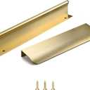 Satanga Edge Finger Tab pulls for Cabinets Kitchen Invisible Hardware Concealed Aluminum Flat Hidden Bar Pull Drawer Handles Pack of 5 Easy to Install 7.87inch 200mm Overall Length Brushed Brass