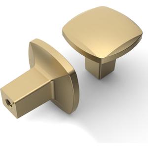 Asidrama 10 Pack Brushed Brass Kitchen Cabinet Knobs Square Dresser Knobs Drawer Knobs Cabinet Hardware Zinc Knobs for Dresser Drawers