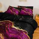 Black Gold Comforter Set Hot Pink Marble Bedding Set Queen Size Black Marble Stone Abstract Artwork Bedroom Decor Black Marble Comforter Sets for All Season