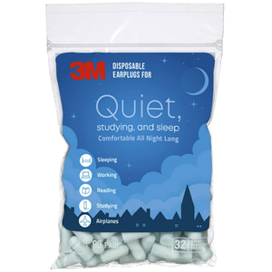 3M Disposable Earplugs For Quiet, Studying & Sleep, 80 Pairs (160 Plugs), Noise Reduction Rating (NRR) 32 dB, Comfortable All Night Long, Light Blue Ear Plugs, Come In Resealable Bag (EPQS-80B-SIOC)