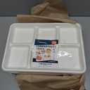 5 Compartment Plates Disposable Heavy Duty (100 Pack) Trays 12.5" x 8.6" - Sugarcane School Trays - Disposable Plates with Compartments Sectioned - Environmentally-Friendly Paper Dividers