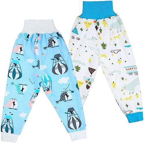 MooMoo Baby Waterproof Diaper Pants for Potty Training 2 Packs Nighttime Diaper Short for Boys Size S