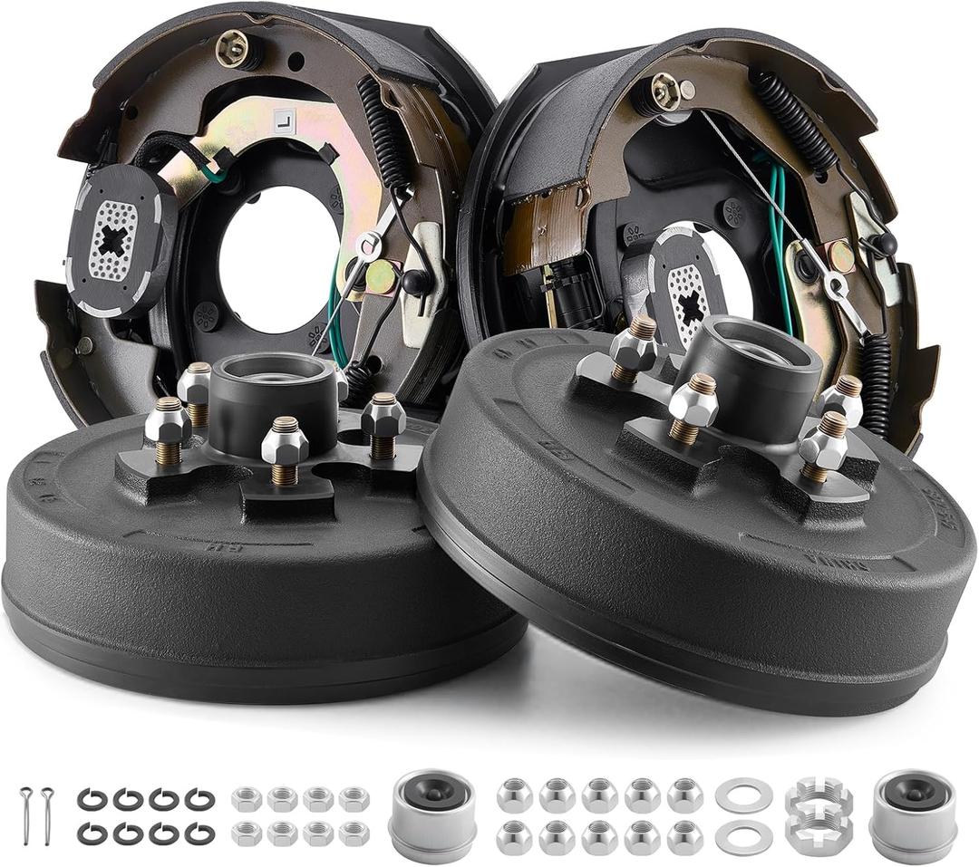VEVOR Electric Trailer Brake Assembly, 10 x 2-1/4 Inch, 1 Pair Self-Adjusting Electric Brakes Kit for 3500 lbs Trailer Axle, Backing Plates for Braking System Part Replacement, Fit for Trailers, RVs