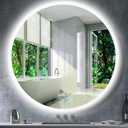 40 Inch Round Backlit Mirror with Lights 3 Color Smart Memory Adjustable Backlits 40" Large Framelss Round Circle Lighted Vanity Mirror for Bathroom Wall Mount 40 Backlit LED Circle Mirrors