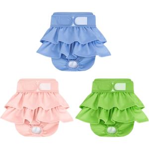 Reusable Dog Diapers Female 3 Pack Washable Highly Absorbent Doggie Diapers, Flexible Doggy Diapers Female, Leak-Proof Puppy Diapers for Dog Period Heat Incontinence Potty Training, M