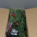 HOMCOM 2 Ft/22 inch 2 Pack Prelit Artificial Christmas Tree Cordless with 69 Branches, Warm White LED Lights, Red Berries, Pine Cones, for Outdoor Entryway, Green