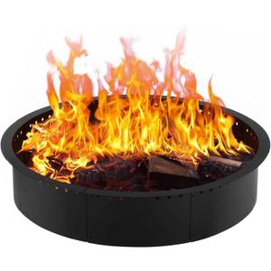 Outdoor Smokeless Fire Pit Ring Insert for Outside Wood Burning, 40-Inch Outer/36-Inch Inner, Heavy Duty Solid Metal Steel, Round Firepit Rim Liner for for DIY Above or In-Ground Campfire Rings