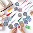 Saillong 16 Pcs Diamond Art Car Ornaments Mandala Diamond Painting Kit Ornament for Car Hanging Suncatchers Charm for Rear View Mirror Double Sided Painting Crystal Gem Garden Decoration Paint DIY Kit