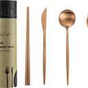 Matte Copper Flatware Set - KiiZYs 8-piece Stainless Steel Utensil Set - Modern Silverware Cutlery Set Bronze - Chopsticks Fork Spoon Knife Set Kitchen - Christmas Gift Box For Mom (Copper, Set for 2)