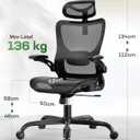 Marsail Ergonomic Mesh Office Chair High Back Home Office Desk Chair with Adaptive Lumbar Support, 2D Headrest, 3D Flip-Up Armrests, Height Adjustable and Rocking Tilt for Home Office and Gaming