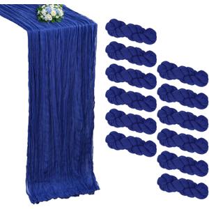 12 Pack Royal Blue Cheesecloth Table Runner 10FT Boho Cheese Cloths Gauze Fabric Table Runners 120 Inch Rustic Sheer for Wedding Birthday Party Baby Shower Holiday Home Decorations