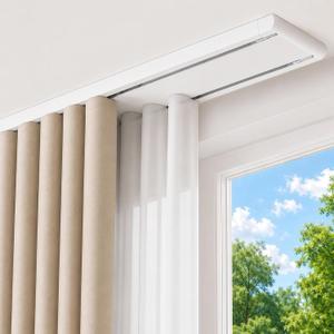 Double Curtain Track Ceiling Mount - Heavy Duty Curtain Track Rail System, 6FT - 9FT, White