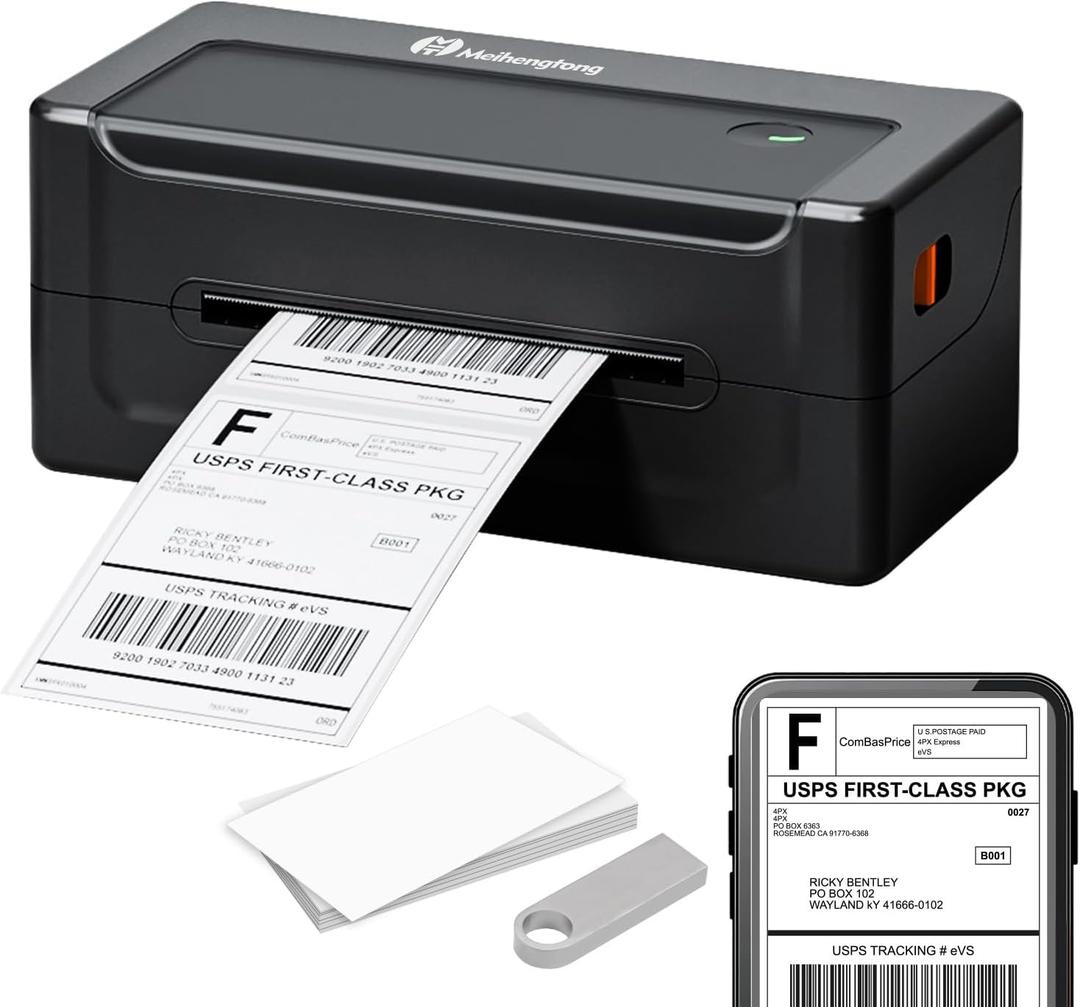 Bluetooth Shipping Label Printer, 4x6 Wireless Thermal Label Printer for Shipping Package & Small Business Compatible with iOS, Android, Amazon, Shopify, USPS