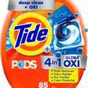 Tide 4-in-1 Ultra Oxi PODS Laundry Detergent Pacs, 85 Count, HE Compatible, Built in Pre-treater for Stains