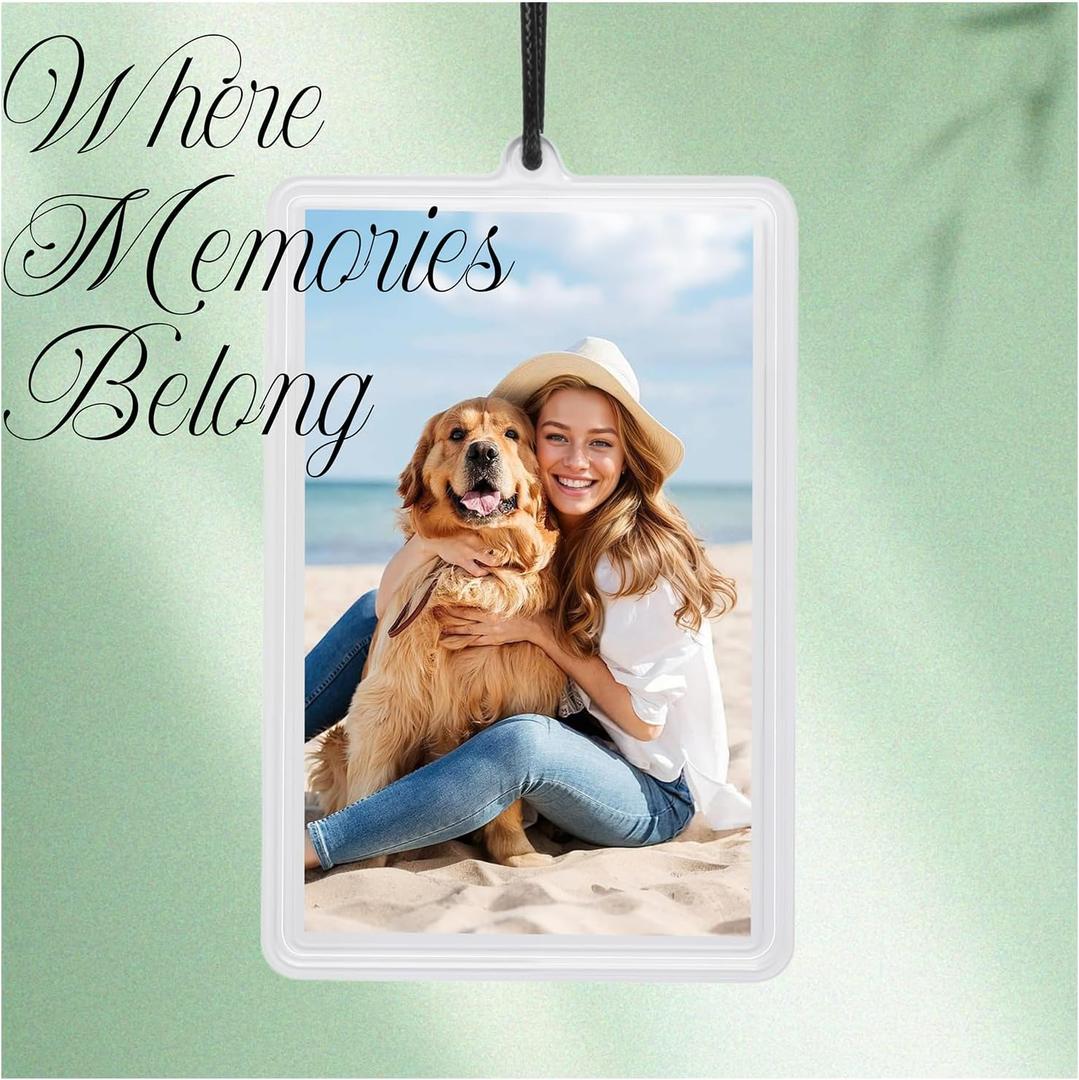 Car Decor Hanging Photo Frame,Highly Transparent Photo Ornaments Holder Compatible for Polaroid Mini 3.4 * 2.1'',3 Pack Photo Display Holder With Lanyard