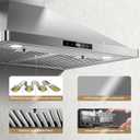 Wall Mount Kitchen Hood 30 inch, Ducted/Ductless Range Hood with Delayed Shutdown Function, 700CFM, 3 Speed Fan, Energy-saving LED Lights, Soft Touch Control, Stainless Steel Grease Filters