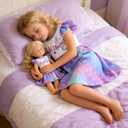 Toddler Girl Matching Dress Outfit Flutter Short Sleeve Dress for Girls