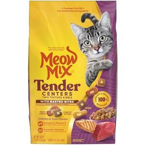 Meow Mix Tender Centers Basted Bites Chicken and Tuna Flavor, 3 Pound, Crunchy Outside Meaty Inside, 2 Pack