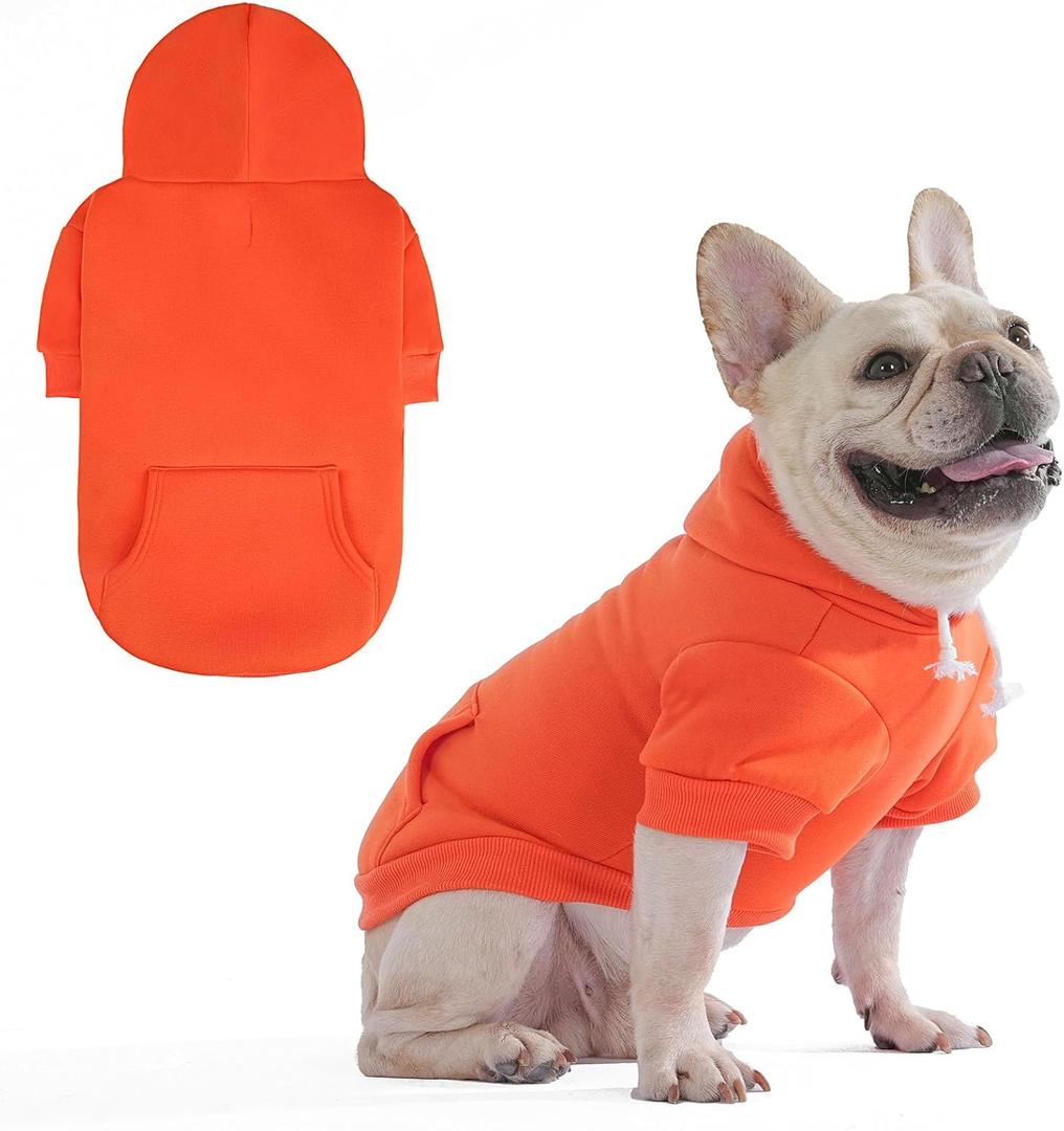 KOOLTAIL Fall Dog Hoodie - Soft & Warm Dog Thanksgiving Sweater with Leash Hole and Pocket, Pet Winter Coat, Cold Weather Clothes Sweatshirt for Small Medium Large Dogs Puppy Cat Boys Girls, Orange, (Medium (Pack of 1)