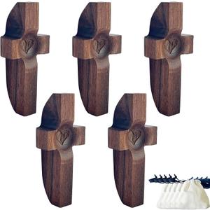 Cross my HeartSmall Wooden CrossEncouragement Gifts Stress Relief, Pocket Handheld Prayer Crosses, Religious Gifts (5PCS)