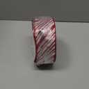 ALTIER 2.5 Inch x 40 Yards White Satin Red Glitter Stripes Wired Ribbon for Christmas Home Decoration Gift Wrapping Bow Making Wreath DIY Crafts