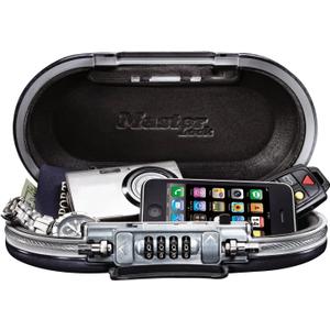 Master Lock Portable Small Lock Box, Set Your Own Combination Lock Portable Safe, Personal Travel Safe, 5900D, Gunmetal Grey (Black)