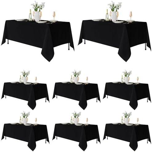 Fitable 6 Pack Table Cloth Rectangle Table: Stain and Wrinkle Resistant Tablecloth Rectangular, Washable Polyester Tablecloths for Wedding Party Dining Banquet Event Catering(Black, 70x120 Inch)