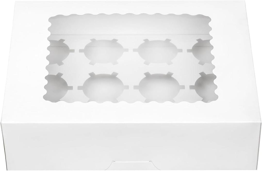 2 x Pre-folded 12 count Cupcake Boxes, 6-Set Cupcake Container with Window Transport Holders Holding 72 pastry Box for Birthday, Holiday, Party Bakery Supplies 12.8" x 9.8" x 3.54" (White-6 Pack)