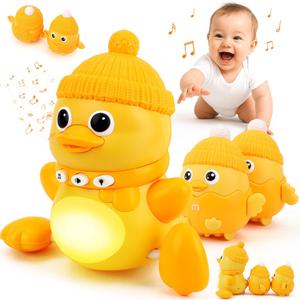 TOY Life Baby Tummy Time Toys 6-12 Months Musical Crawling Toys Dancing Duck Toy Set with Mama & Baby Ducklings, Interactive Duck Family, Easter Birthday Gift for 1 Year Old Boy Girl