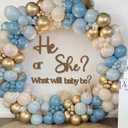 Large Gender Reveal Decals for Backdrop Wooden Baby Shower Sign He or She What Will Baby Be Balloon Arch Decor Gender Reveals Welcome Sign Girl or Boy Party Stickers Pregnancy Party Banner Photo Props