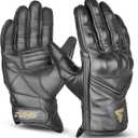 Shaz Premium Cowhide Leather Motorcycle Gloves for Men and Women- Touchscreen Hard Knuckle Protected Motocross Motorbike Racing Riding Biker Gloves (Black, XX-Large, Ambidextrous)