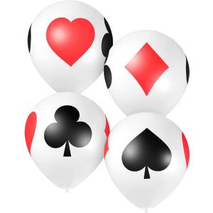 Gejoy 50 Pcs 12 Inch Casino Balloons Poker Card Theme Party Decorations Black White Red Poker Card Latex Balloons for Casino Night Las Vegas Night Birthday Party Supplies Indoor Outdoor Decor