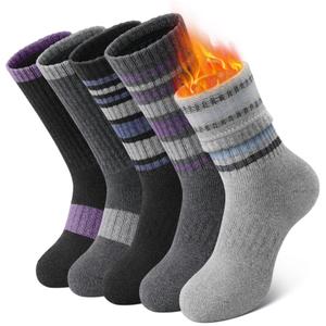 SIMIYA 5 Pairs Merino Wool Socks for Women Winter Thick Warm Hiking Socks Women Thermal Crew Cushion Socks
