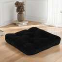 Meditation Floor Cushion, 22x22 Tufted Floor Pillow for Adults, Square Large Meditation Cushion Pillow, Black Corduroy Sitting with Handle, Yoga Seating for Tatami, 1Pack