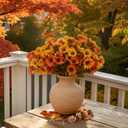 IZHANHOWE Artificial Mum Flowers 6 Bundles, Faux Bouquets for Indoor Outdoor Home Decor, Centerpiece for Living Room Dining Table Porch Patio (Mixed Autumn Yellow Orange)
