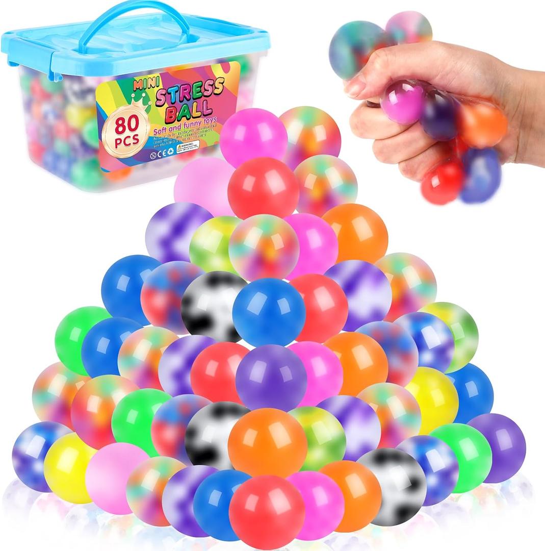BESNEL 80 Pack Stress Balls for Adults, Bulk Squishy Ball, Stress Balls Set, Anti-Anxiety Easter Stress Relief Fidget Balls