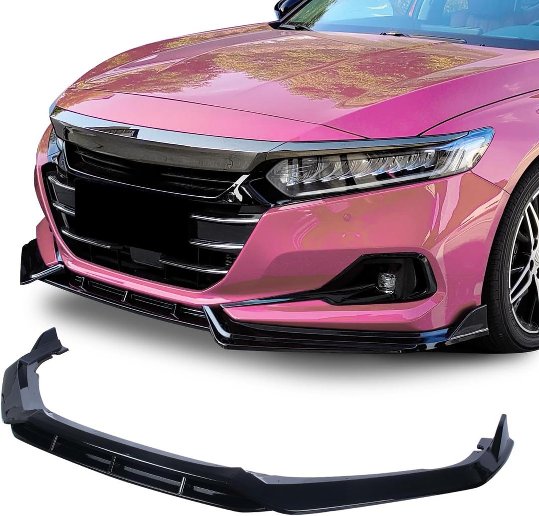 Archaic Front Bumper Lip Compatible with Honda Accord Sedan SE/EX-L/LX/Touring 2018-2022, 4pcs Double-Layer Front Bumper Lip Splitter Under Chin Spoiler Body Kit Lower Sport Spoiler