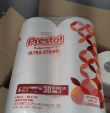Amazon Brand - Presto! Ultra-Strong 2-Ply Toilet Paper, 24 Mega Rolls = 120 Regular Rolls, 308 Sheets Per Roll, Unscented