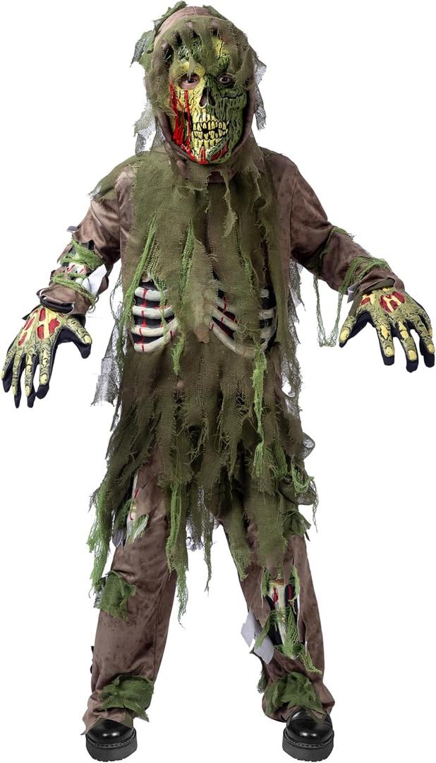 Spooktacular Creations Swamp Deluxe Skeleton Living Dead Zombie Costume for Halloween Kids Monster Role-Playing (S)