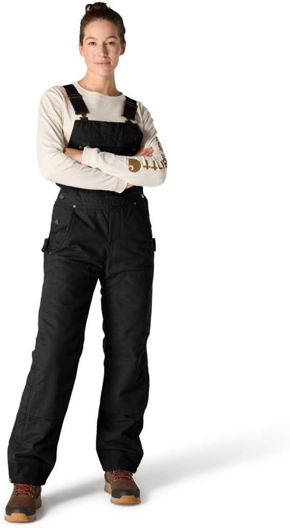 Carhartt Women's Relaxed Fit Washed Duck Insulated Bib Overall (Black) Small