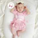 BeQeuewll Newborn Baby Girls Clothes Summer Daddys Girl Outfit Ruffle Romper Bow Tutu Shorts Heaband 3Pcs Girl Outfits (Pink, XS)