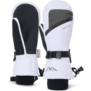 Winter Ski Mittens for Men Women Cold Weather- Warm Snowboard Mittens Gloves Waterproof Snow Sports Mitts Gloves (Small-Medium, White)