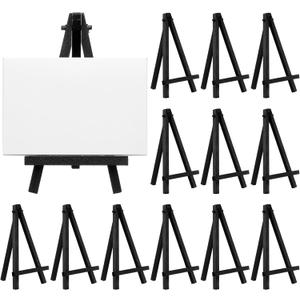 Chuangdi 12 Pieces 6.3 Inch Black Mini Wood Display Easel, Holder for Small Canvases, Cards, Photos, Notices, Etc