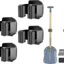 Upgraded Magnetic Broom and Mop Holder Wall Mount, Space-Saving Heavy Duty No Drill Over the Door Broom Gripper RV Camper Wall Organizer,Black,4 Pcs (Black-8 Magnets)