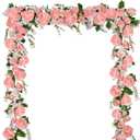 DearHouse 2Pack Artificial Peony Flower Garland - Silk Peony Garland with Pink Flowers for Wedding Party Table Decoration,6ft/Strand