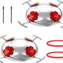 2 Pack Hummingbird Feeder Base Metal Top Covers Bottom Base Replacement Part with 2 Pcs Metal Cover Seal Rings and Brushes No Nectar Base Suitable for Blown Glass Hummingbird Feeder Base (2, Silver)