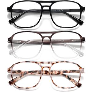 Aviator Reading Glasses for Women Men Men Blue Light Blocking Computer Readers Polit Style Trendy Eyewear (Black+brown+tortoiseshell)