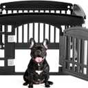 DUMOS Plastic Dog Playpen, 24 Inch 4 Panels Small Pet Fence Play Pen | Foldable, Indoor Outdoor Portable Exercise Playpen with Door, RV Camping, Puppy Small Medium Dog, Black